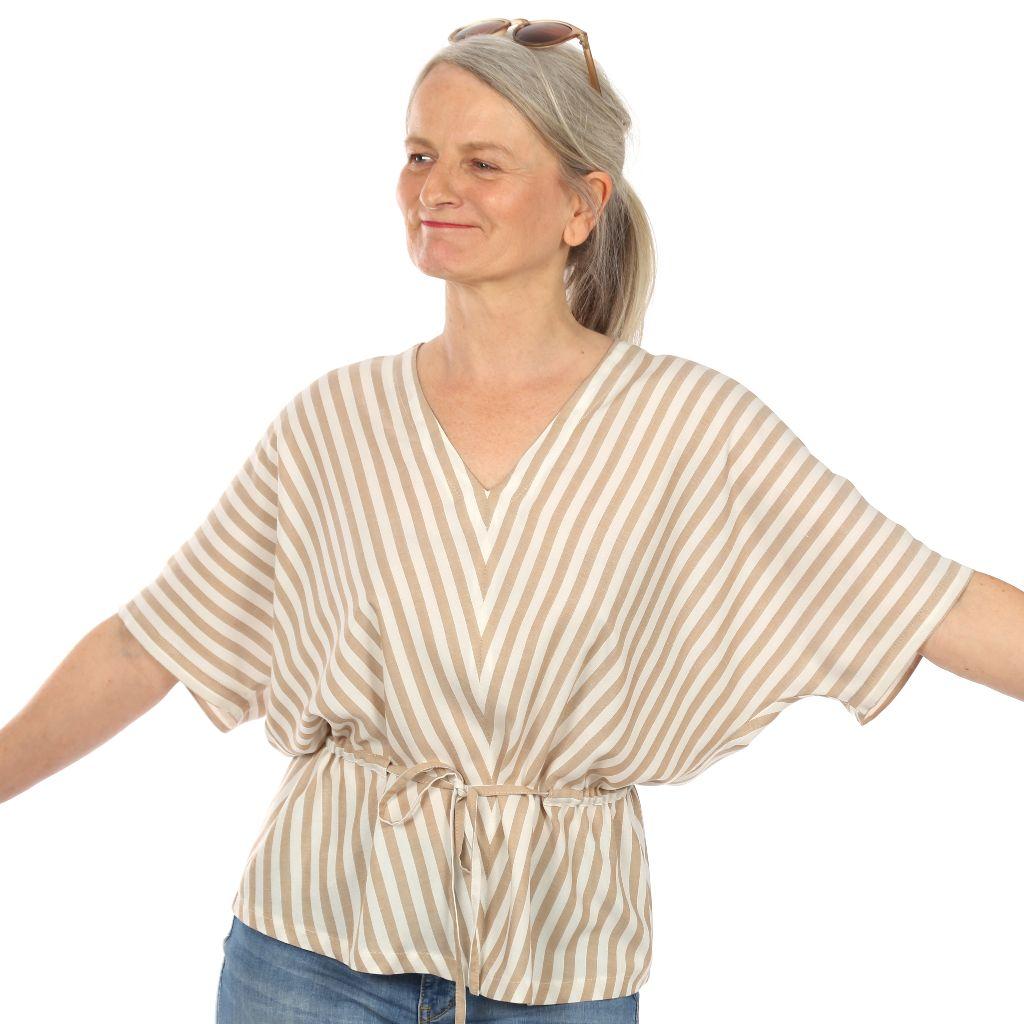 Papierschnittmuster Bluse mit Gürtelband Frau Yuuka XS-XXL